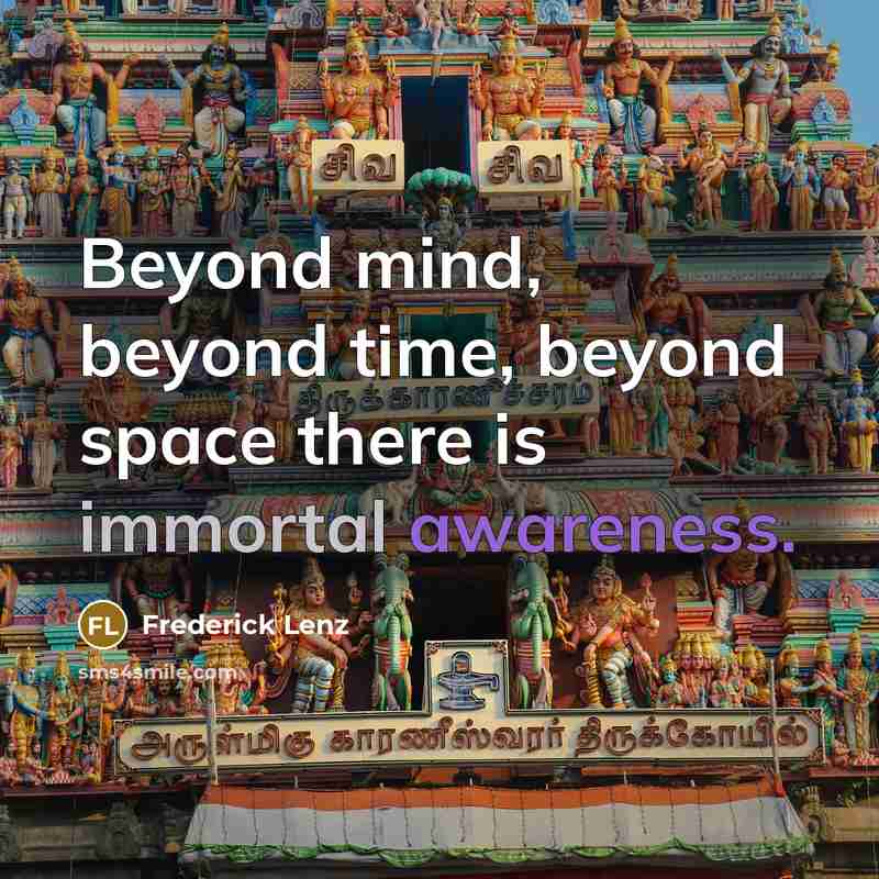 “Beyond mind, beyond time, beyond space there is immortal awareness.” quote by Frederick Lenz