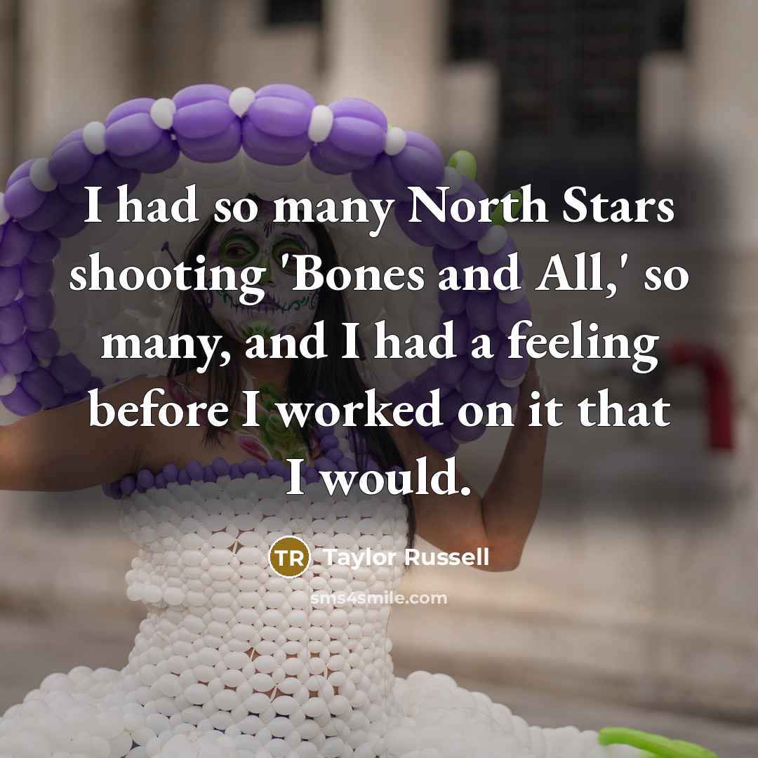 “I had so many North Stars shooting 'Bones and All,' so many, and I had a feeling before I worked on it that I would.” quote by Taylor Russell