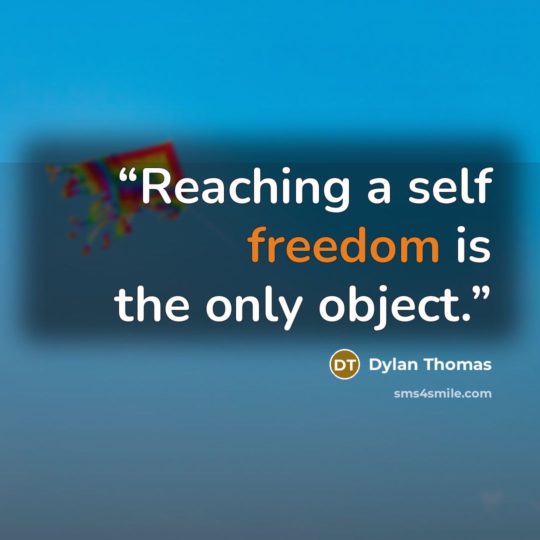 “Reaching a self freedom is the only object.” quote by Dylan Thomas