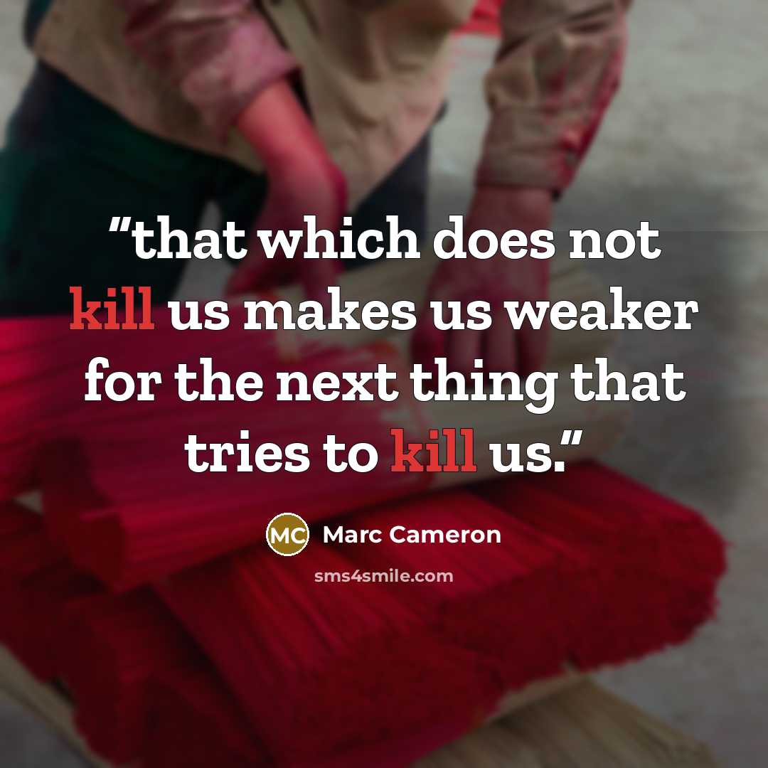 “that which does not kill us makes us weaker for the next thing that tries to kill us.” quote by Marc Cameron