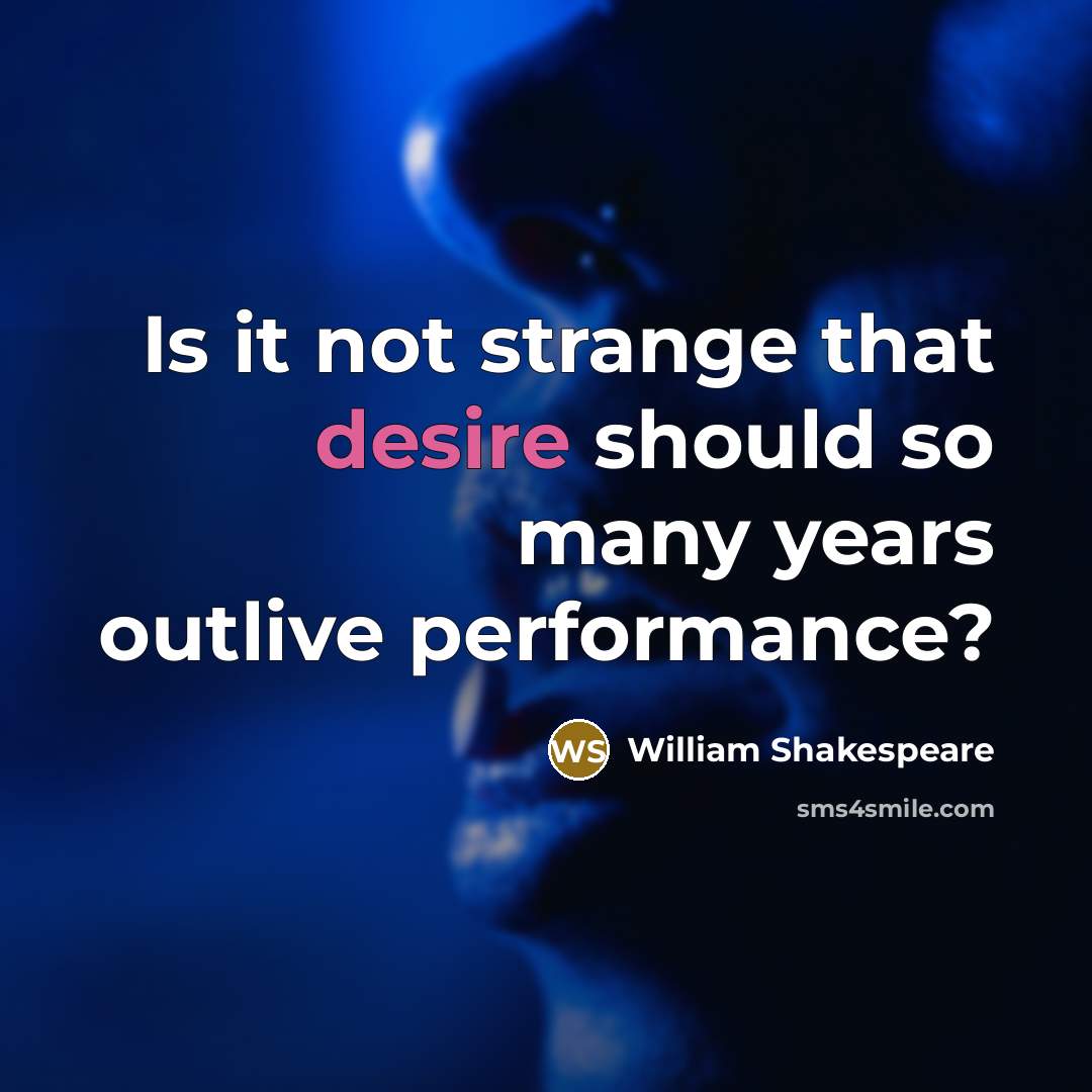“Is it not strange that desire should so many years outlive performance?” quote by William Shakespeare