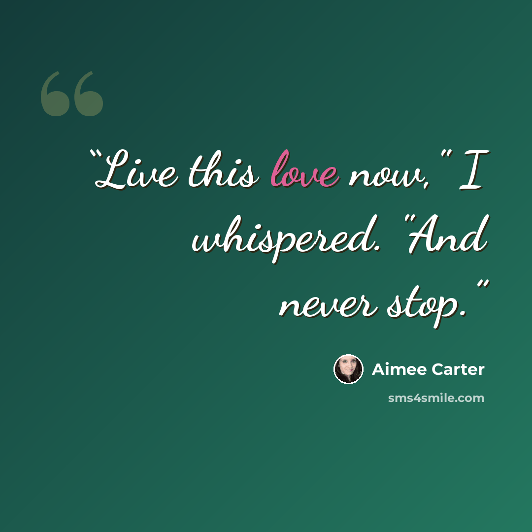 “Live this love now," I whispered. "And never stop.” quote by Aimee Carter