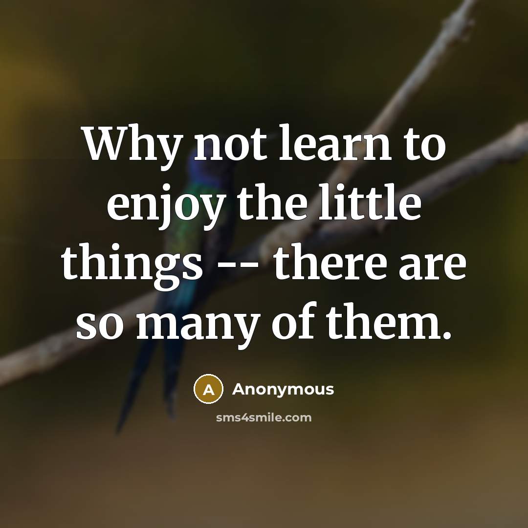 “Why not learn to enjoy the little things -- there are so many of them.” quote by Anonymous