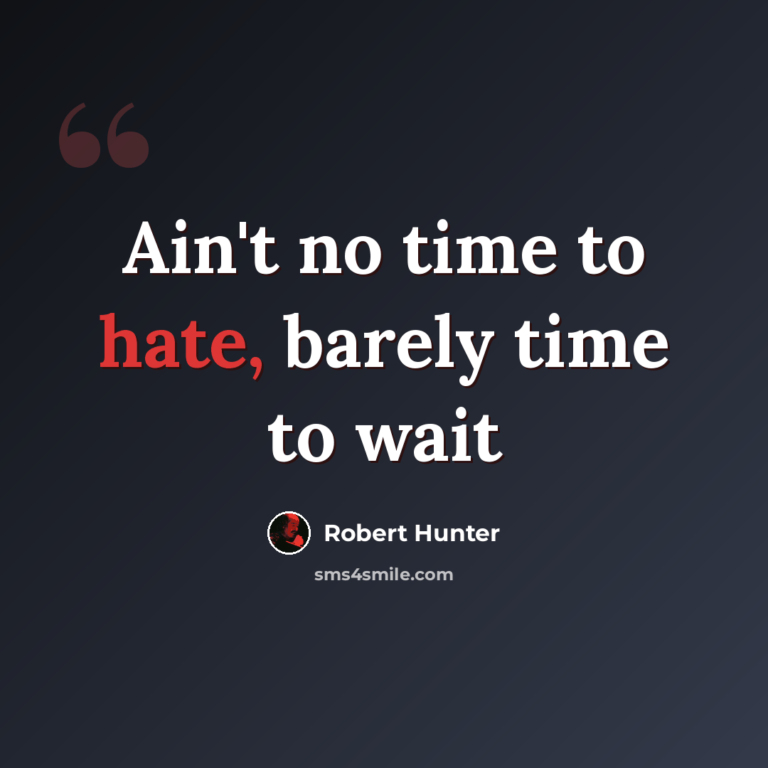 “Ain't no time to hate, barely time to wait” quote by Robert Hunter