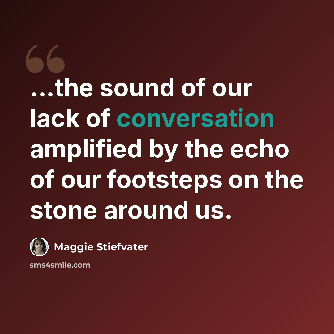 “...the sound of our lack of conversation amplified by the echo of our footsteps on the stone around us.” quote by Maggie Stiefvater