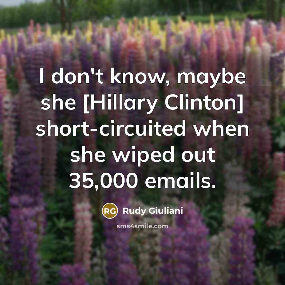 “I don't know, maybe she [Hillary Clinton] short-circuited when she wiped out 35,000 emails.” quote by Rudy Giuliani