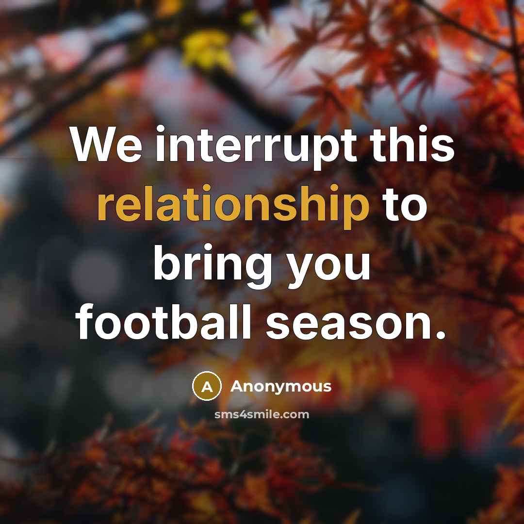 “We interrupt this relationship to bring you football season.” quote by Anonymous