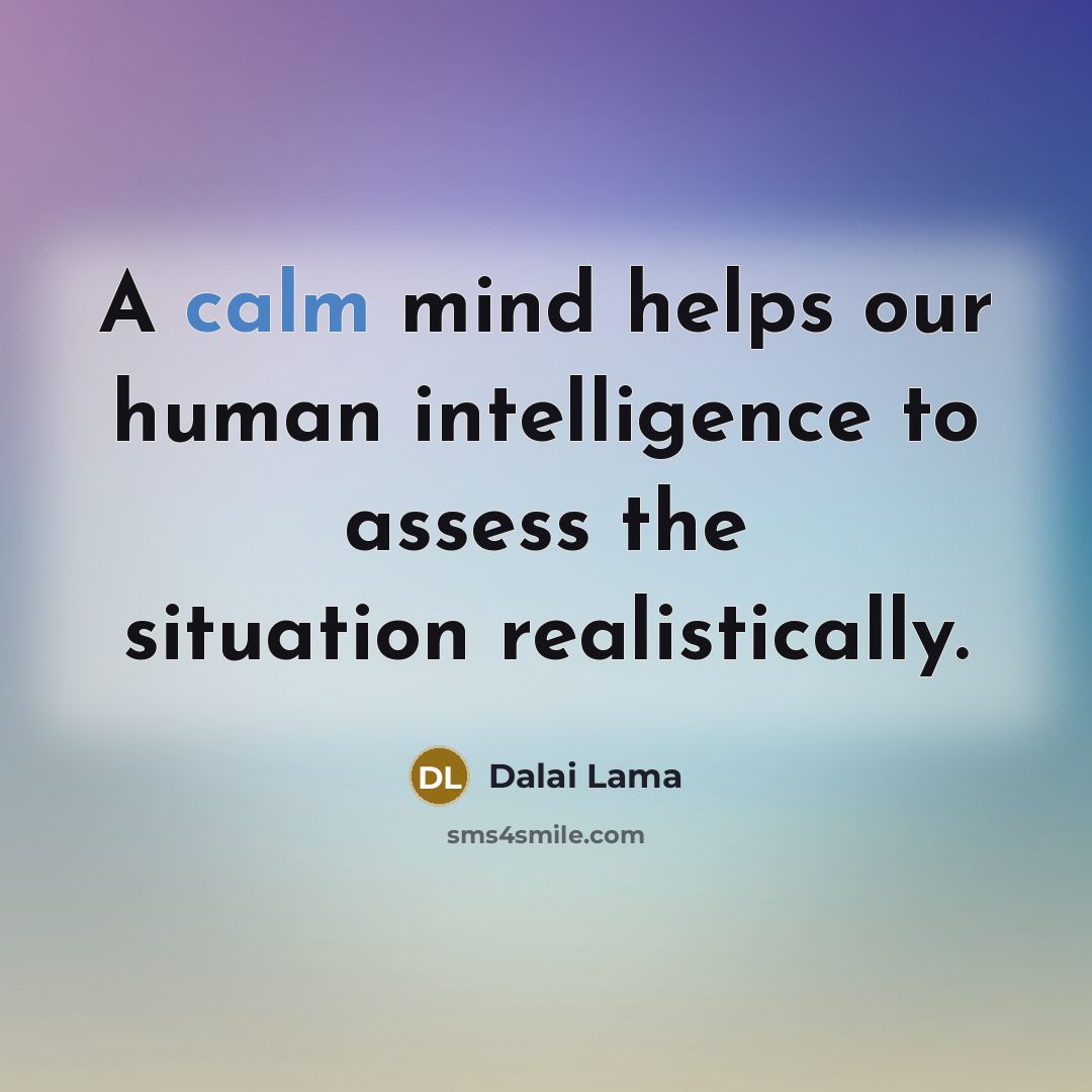 “A calm mind helps our human intelligence to assess the situation realistically.” quote by Dalai Lama