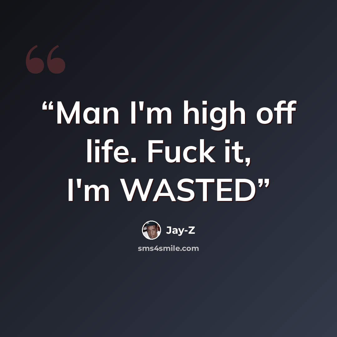 “Man I'm high off life. Fuck it, I'm WASTED” quote by Jay-Z