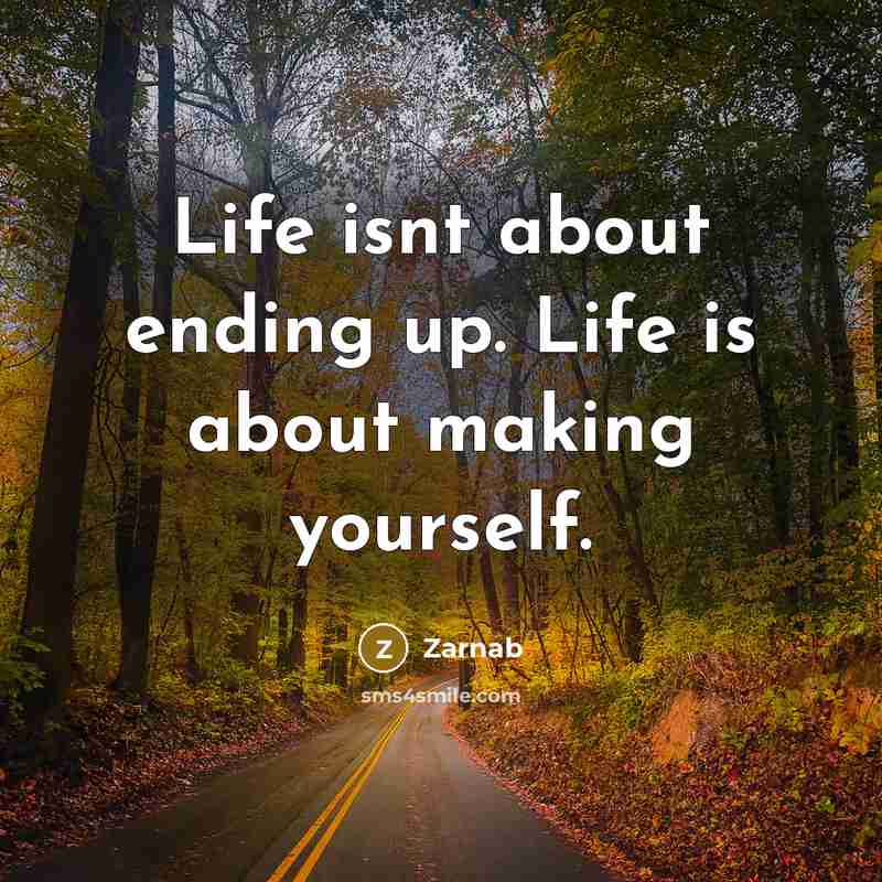 “Life isnt about ending up. Life is about making yourself.” quote by Zarnab