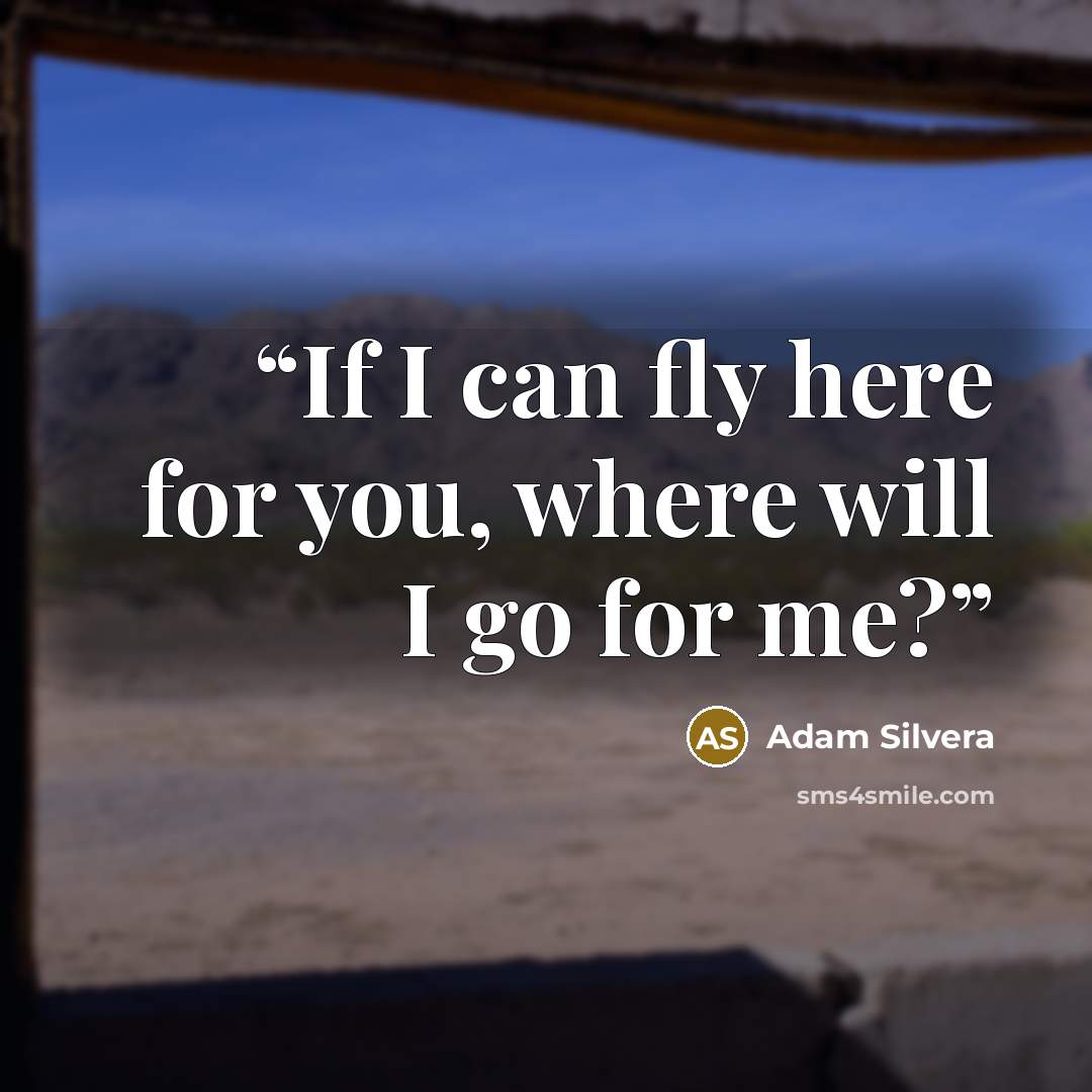 “If I can fly here for you, where will I go for me?” quote by Adam Silvera