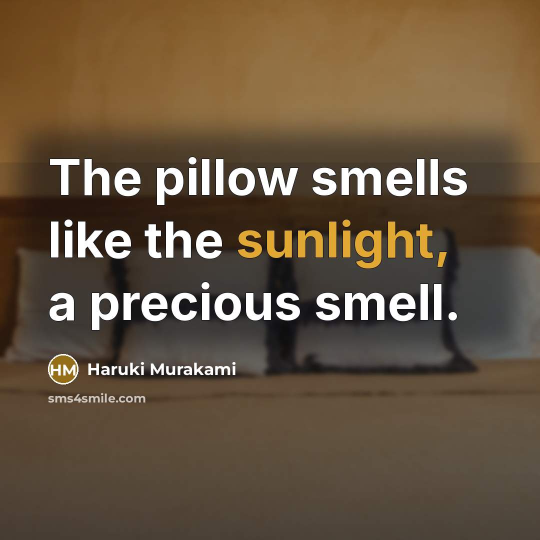 “The pillow smells like the sunlight, a precious smell.” quote by Haruki Murakami