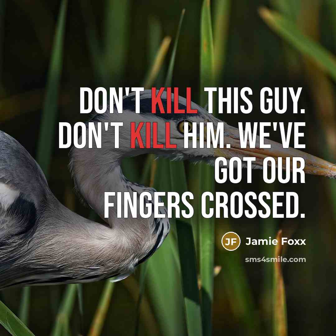 “Don't kill this guy. Don't kill him. We've got our fingers crossed.” quote by Jamie Foxx