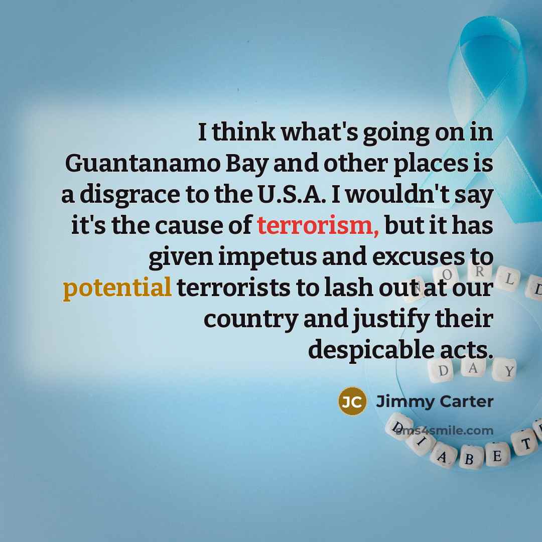 “I think what's going on in Guantanamo Bay and other places is a disgrace to the U.S.A. I wouldn't say it's the cause of terrorism, but it has given impetus and excuses to potential terrorists to lash out at our country and justify their despicable acts.” quote by Jimmy Carter