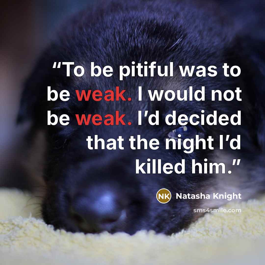 “To be pitiful was to be weak. I would not be weak. I’d decided that the night I’d killed him.” quote by Natasha Knight