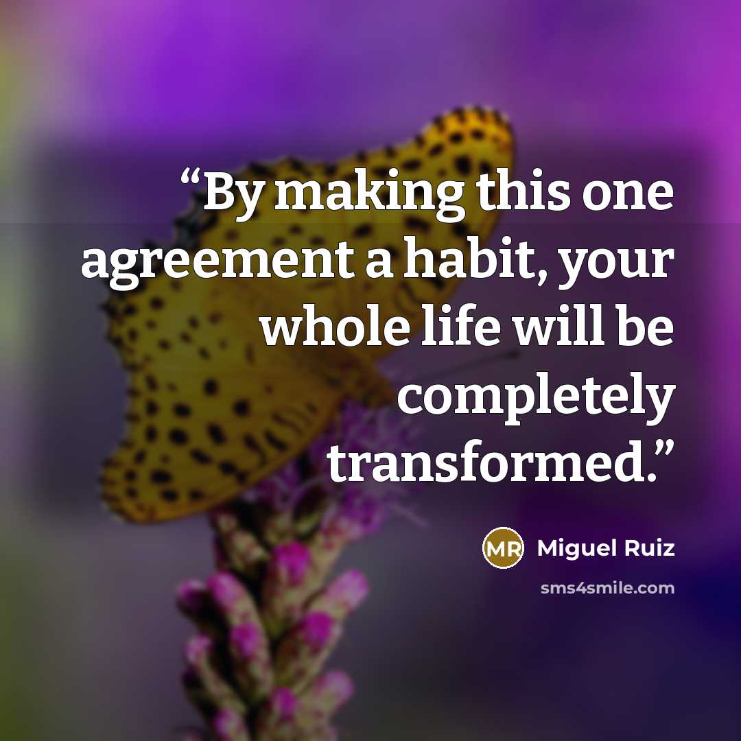 “By making this one agreement a habit, your whole life will be completely transformed.” quote by Miguel Ruiz