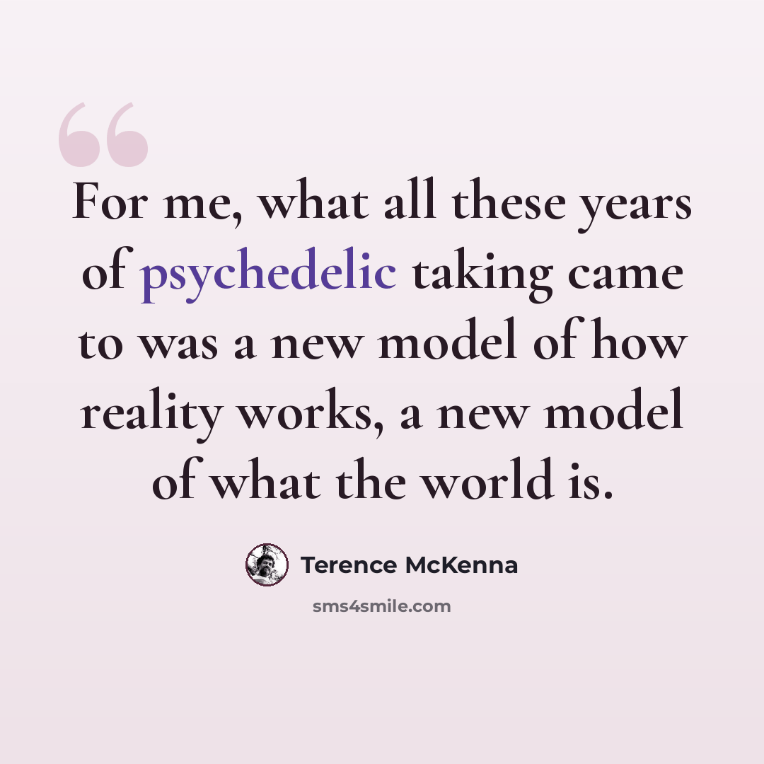 “For me, what all these years of psychedelic taking came to was a new model of how reality works, a new model of what the world is.” quote by Terence McKenna