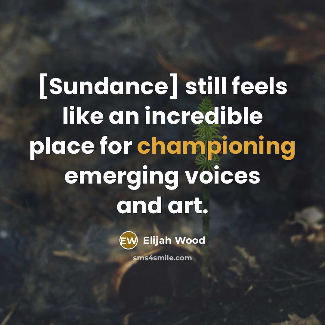 “[Sundance] still feels like an incredible place for championing emerging voices and art.” quote by Elijah Wood