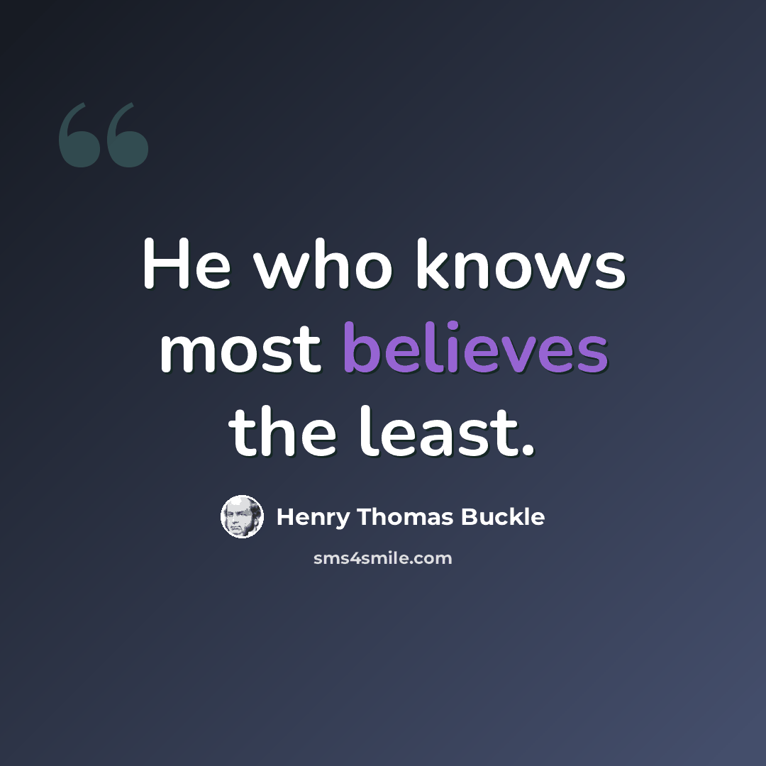“He who knows most believes the least.” quote by Henry Thomas Buckle