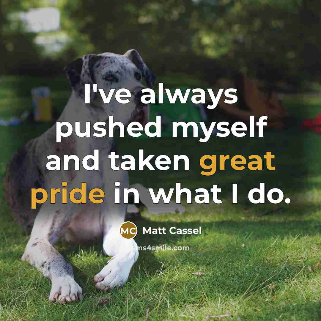 “I've always pushed myself and taken great pride in what I do.” quote by Matt Cassel