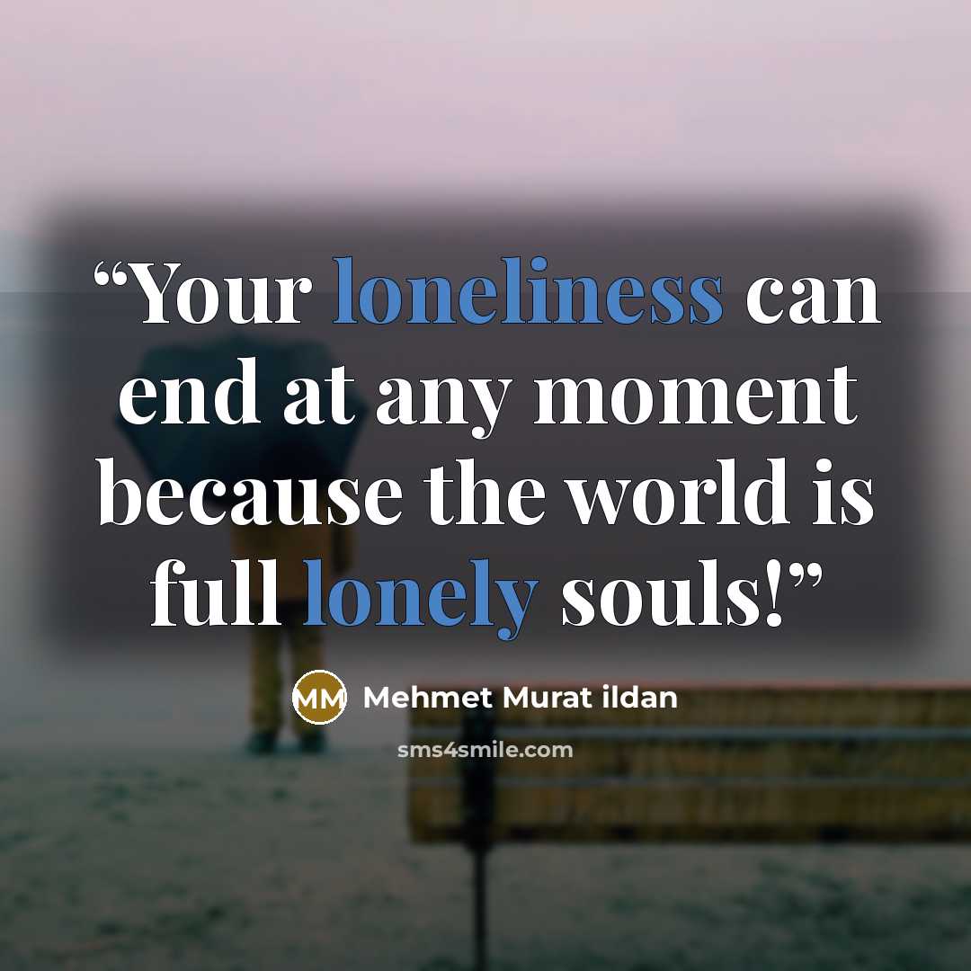 “Your loneliness can end at any moment because the world is full lonely souls!” quote by Mehmet Murat ildan