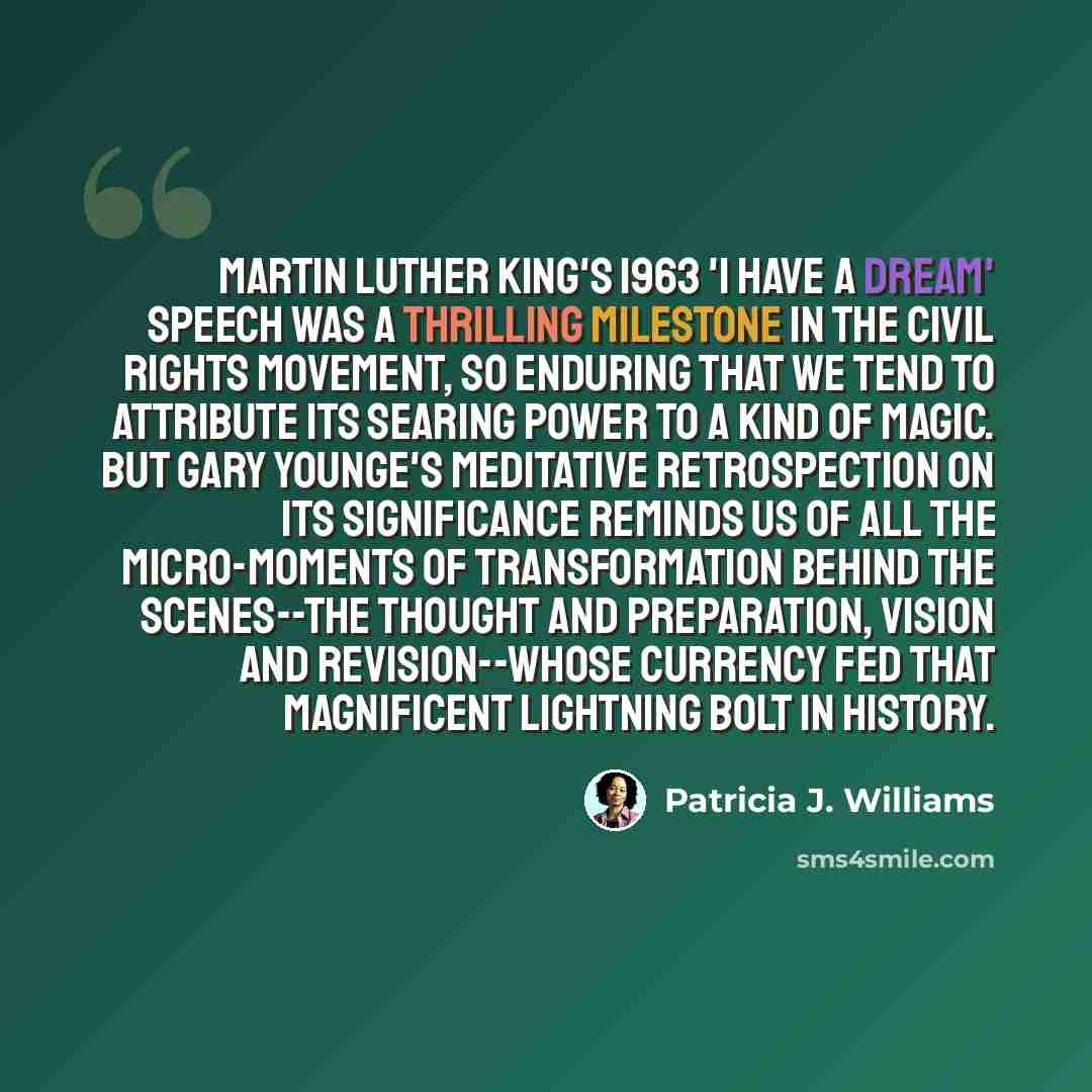 “Martin Luther King's 1963 'I have a dream' speech was a thrilling milestone in the civil rights movement, so enduring that we tend to attribute its searing power to a kind of magic. But Gary Younge's meditative retrospection on its significance reminds us of all the micro-moments of transformation…” quote by Patricia J. Williams
