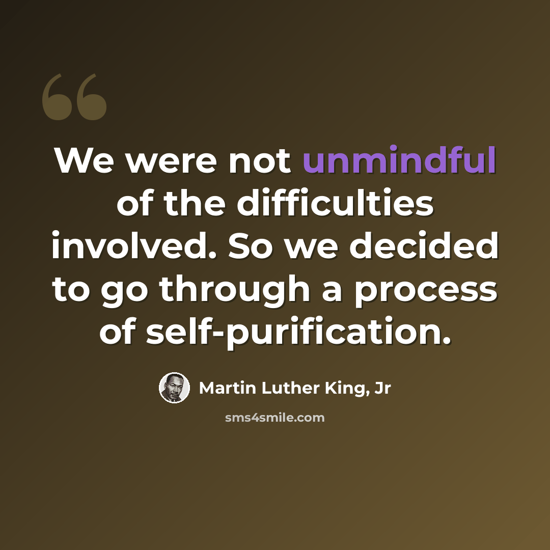 “We were not unmindful of the difficulties involved. So we decided to go through a process of self-purification.” quote by Martin Luther King, Jr