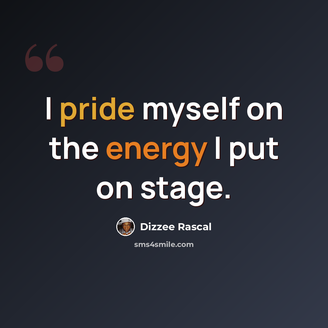 “I pride myself on the energy I put on stage.” quote by Dizzee Rascal
