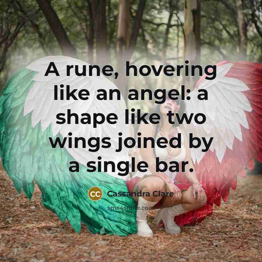 “A rune, hovering like an angel: a shape like two wings joined by a single bar.” quote by Cassandra Clare