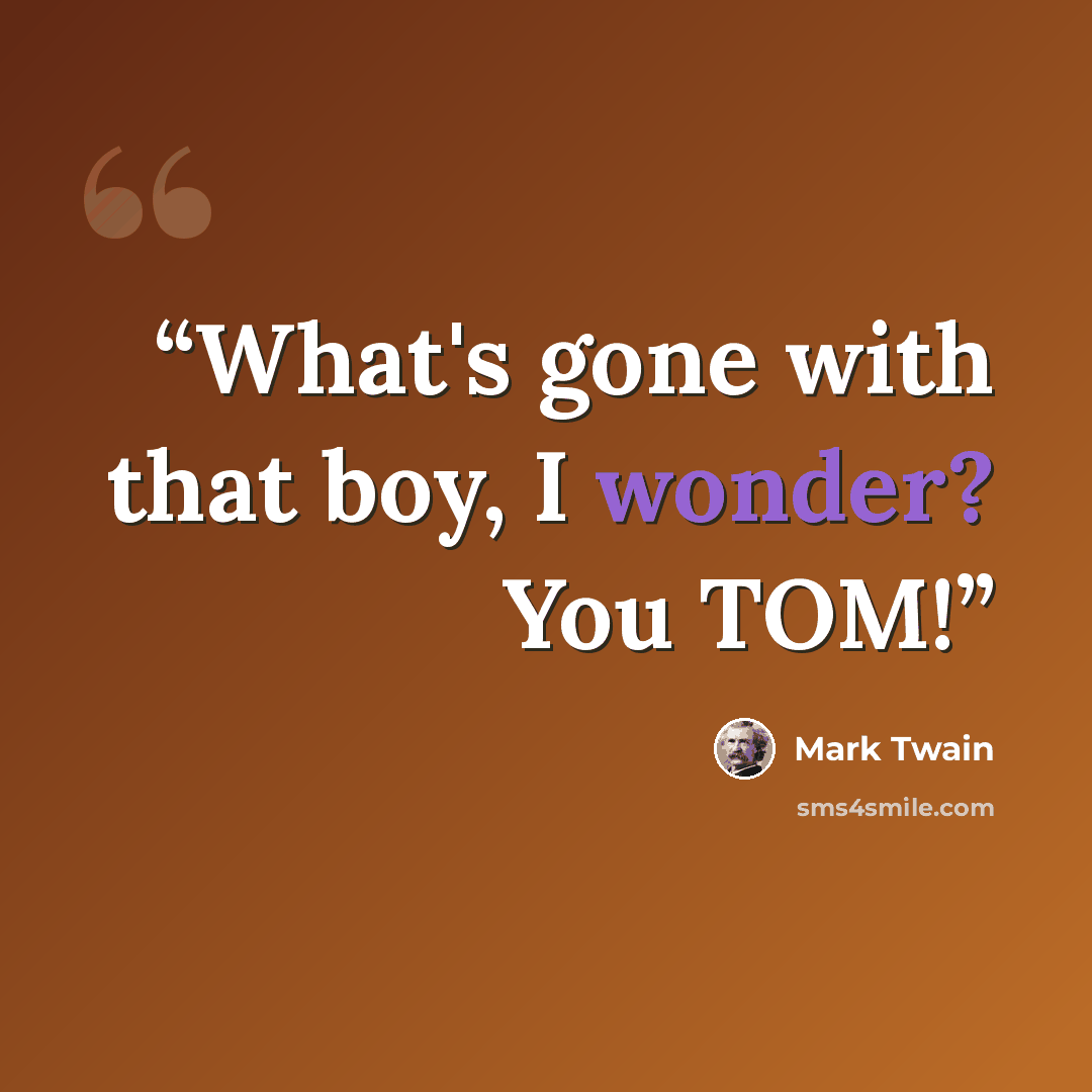 “What's gone with that boy, I wonder? You TOM!” quote by Mark Twain