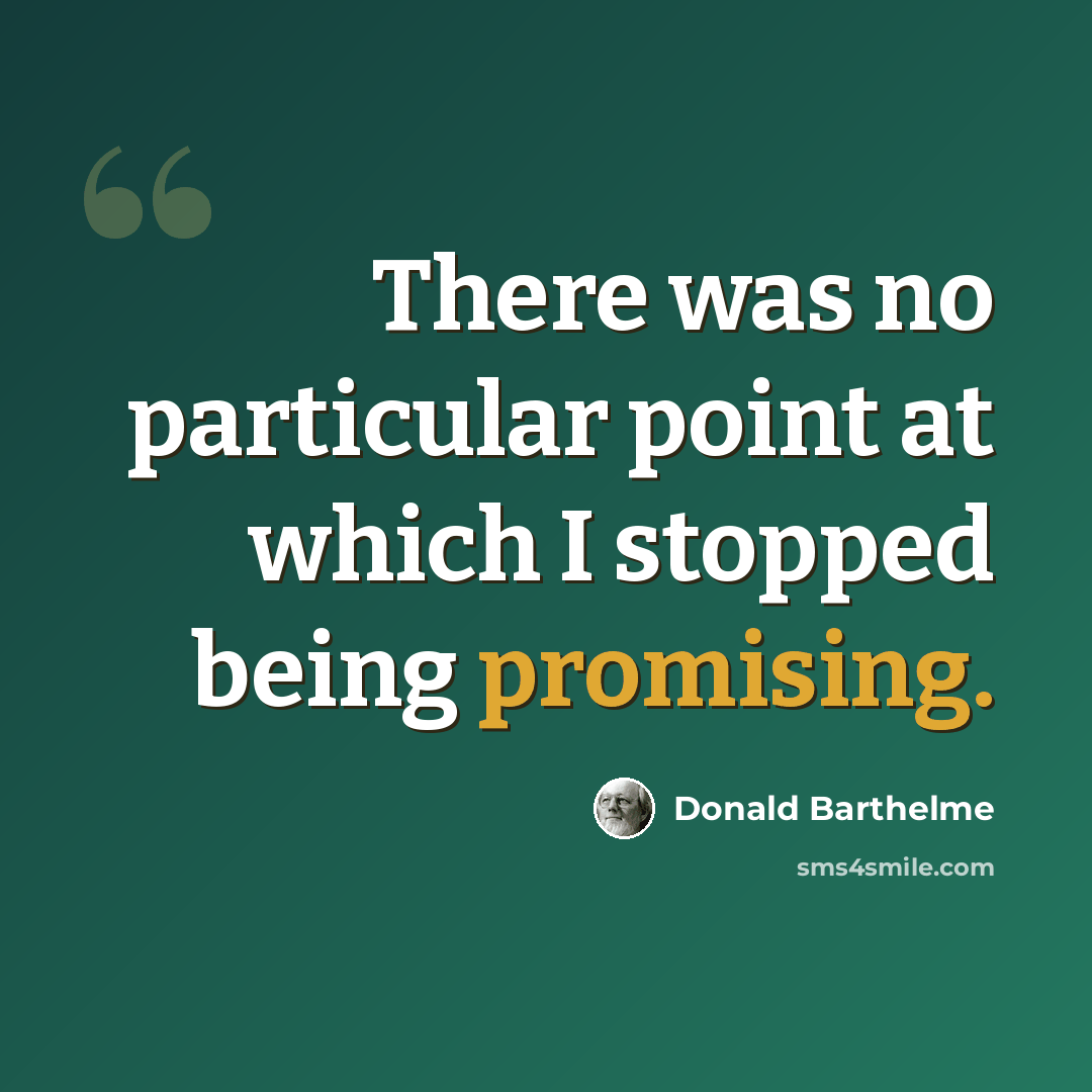 “There was no particular point at which I stopped being promising.” quote by Donald Barthelme