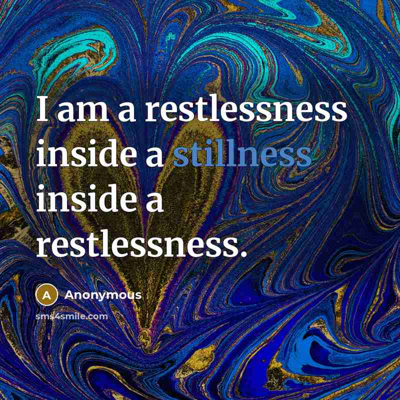 “I am a restlessness inside a stillness inside a restlessness.” quote by Anonymous