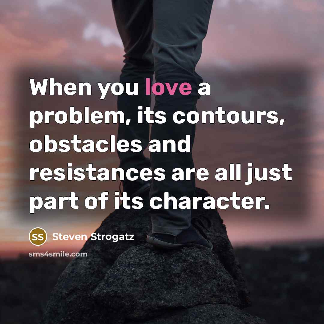 “When you love a problem, its contours, obstacles and resistances are all just part of its character.” quote by Steven Strogatz