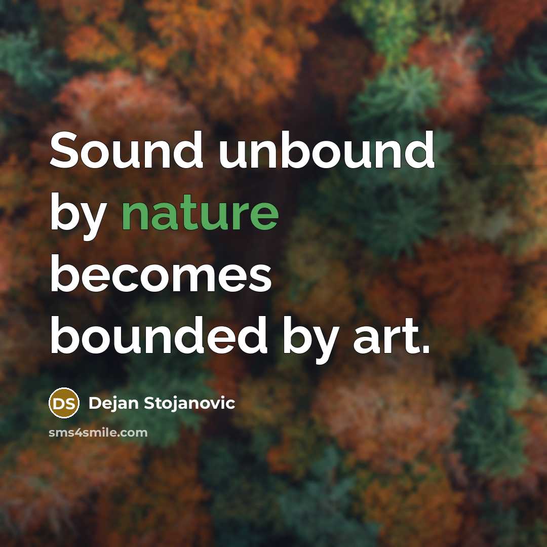 “Sound unbound by nature becomes bounded by art.” quote by Dejan Stojanovic