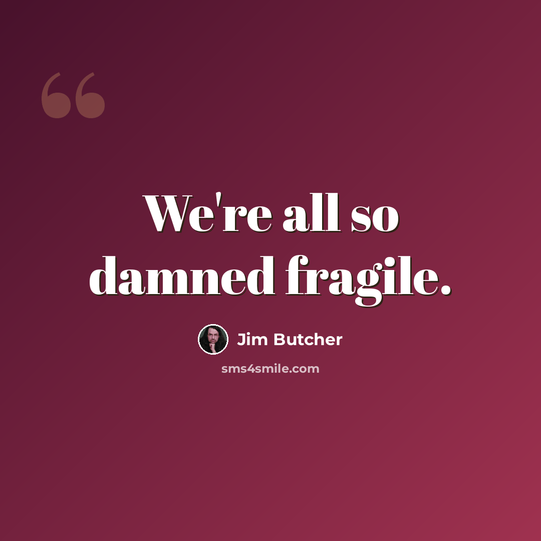 “We're all so damned fragile.” quote by Jim Butcher