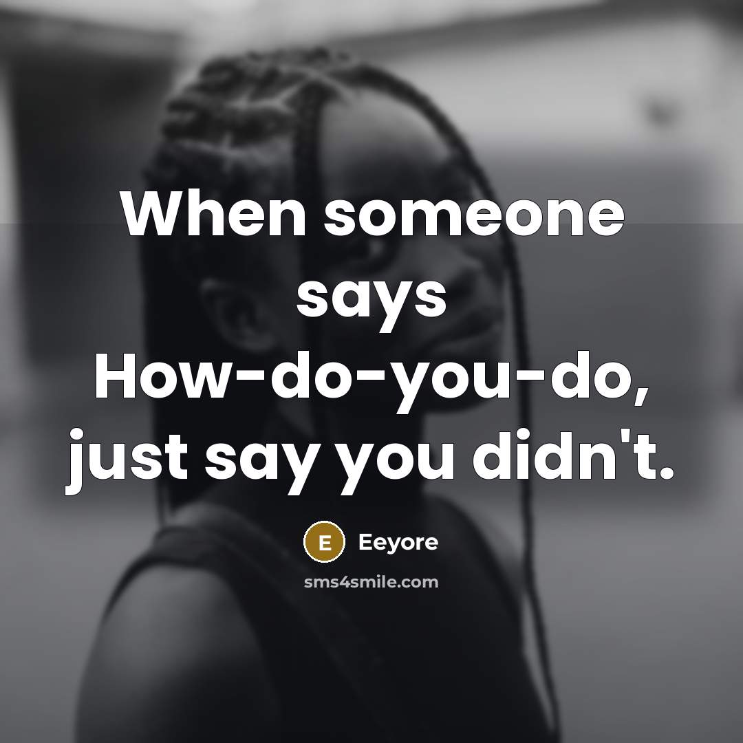 “When someone says How-do-you-do, just say you didn't.” quote by Eeyore