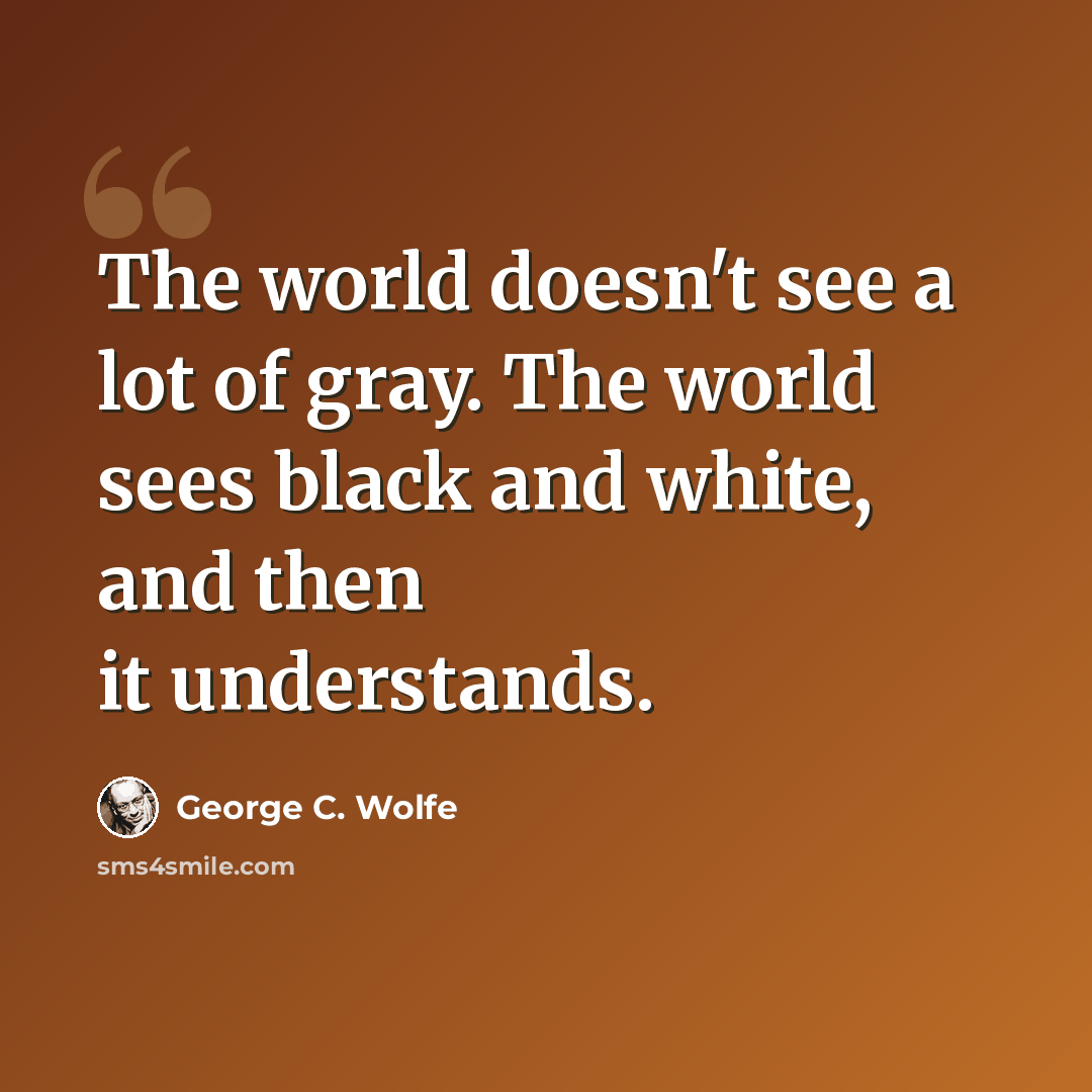 “The world doesn't see a lot of gray. The world sees black and white, and then it understands.” quote by George C. Wolfe