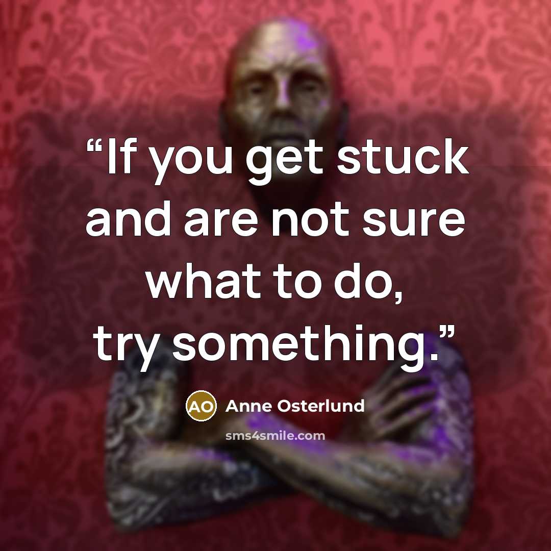 “If you get stuck and are not sure what to do, try something.” quote by Anne Osterlund