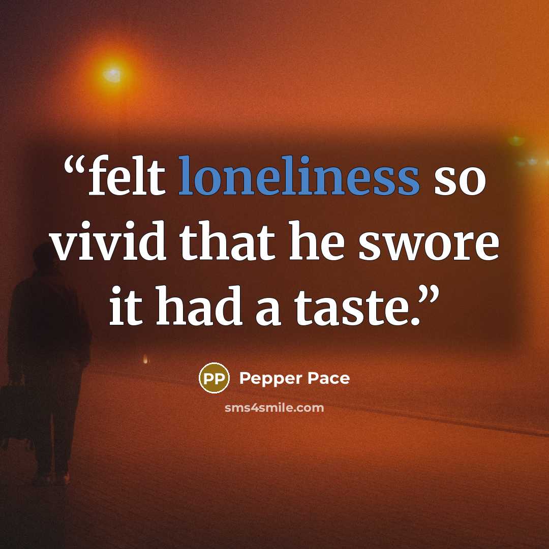 “felt loneliness so vivid that he swore it had a taste.” quote by Pepper Pace