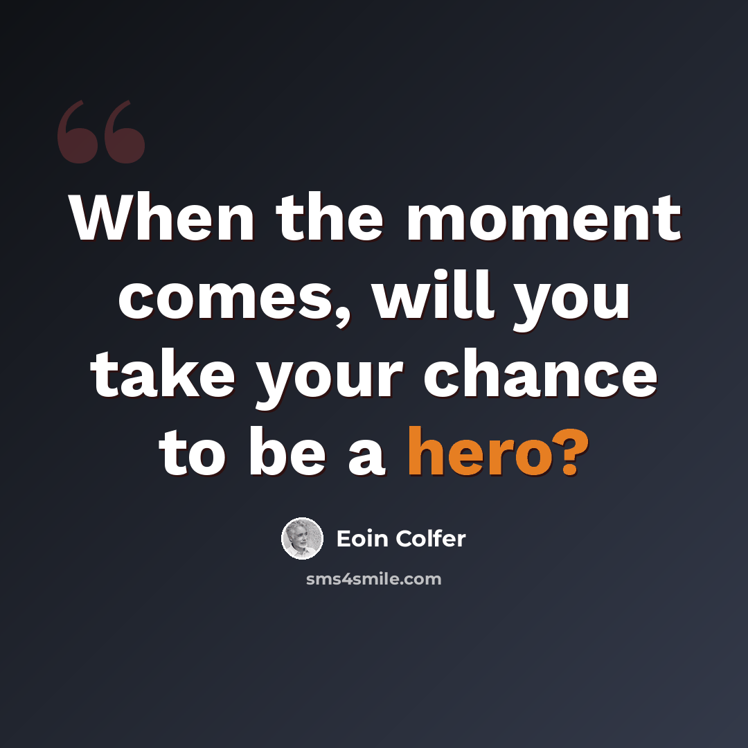 “When the moment comes, will you take your chance to be a hero?” quote by Eoin Colfer