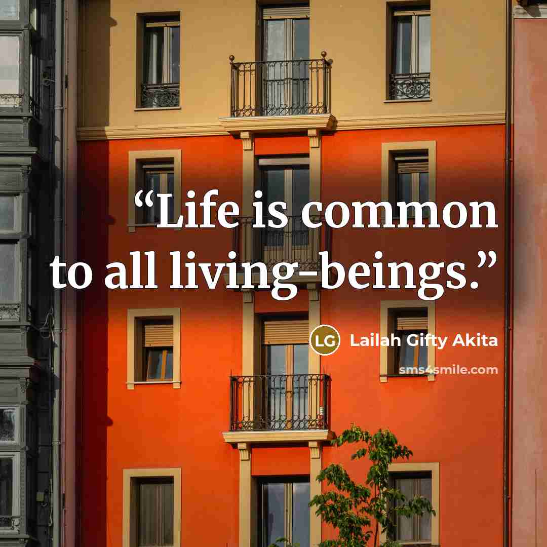 “Life is common to all living-beings.” quote by Lailah Gifty Akita