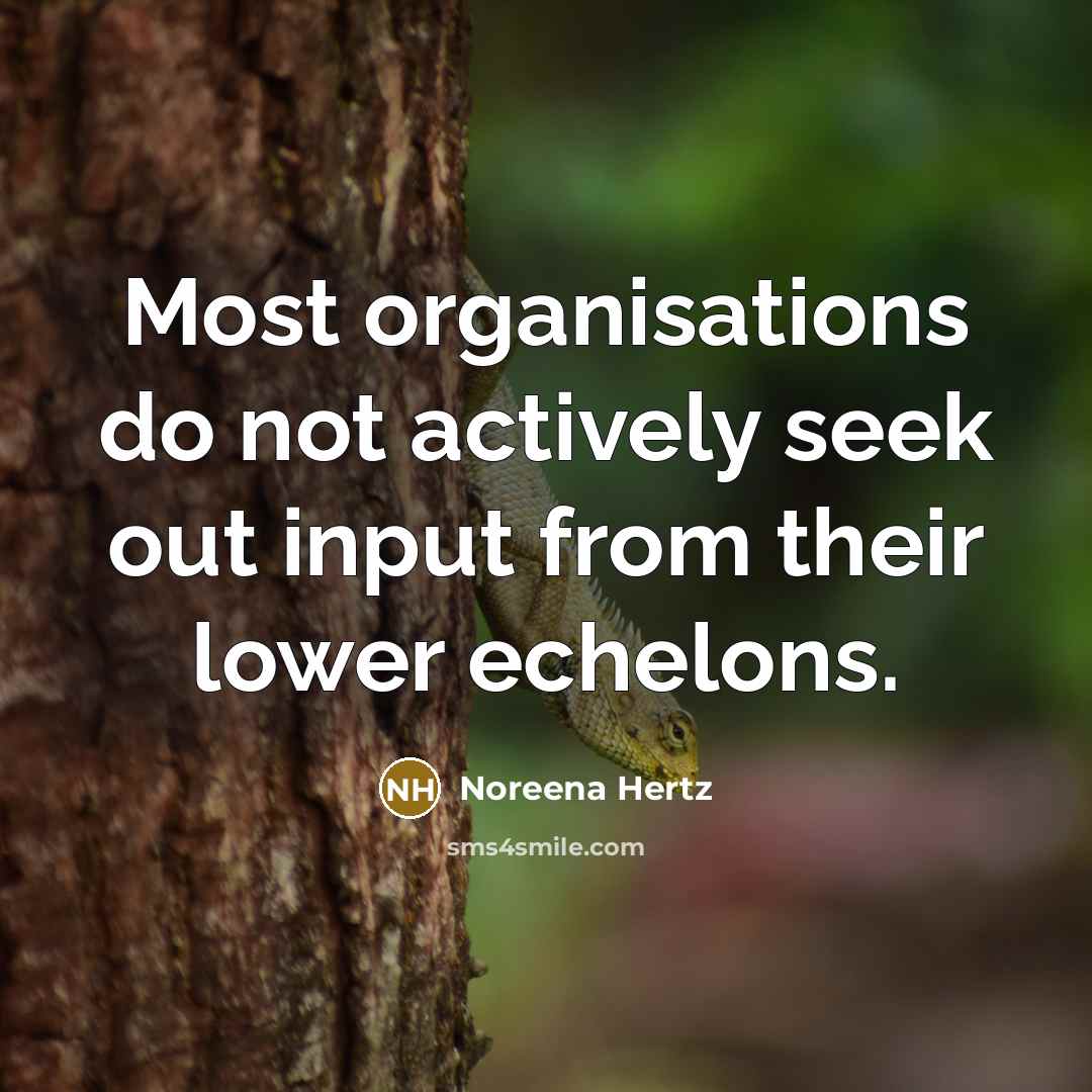 “Most organisations do not actively seek out input from their lower echelons.” quote by Noreena Hertz