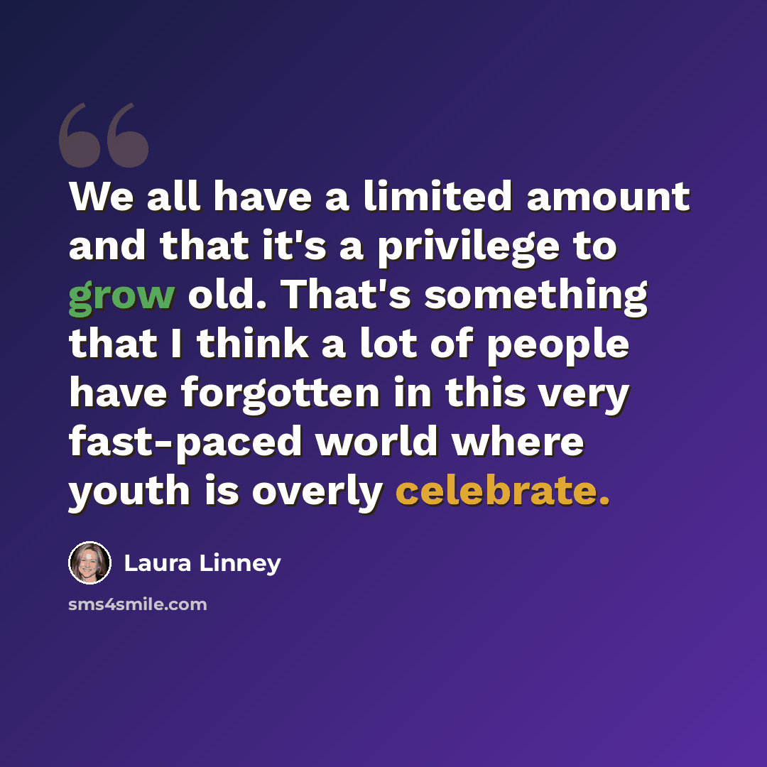 “We all have a limited amount and that it's a privilege to grow old. That's something that I think a lot of people have forgotten in this very fast-paced world where youth is overly celebrate.” quote by Laura Linney