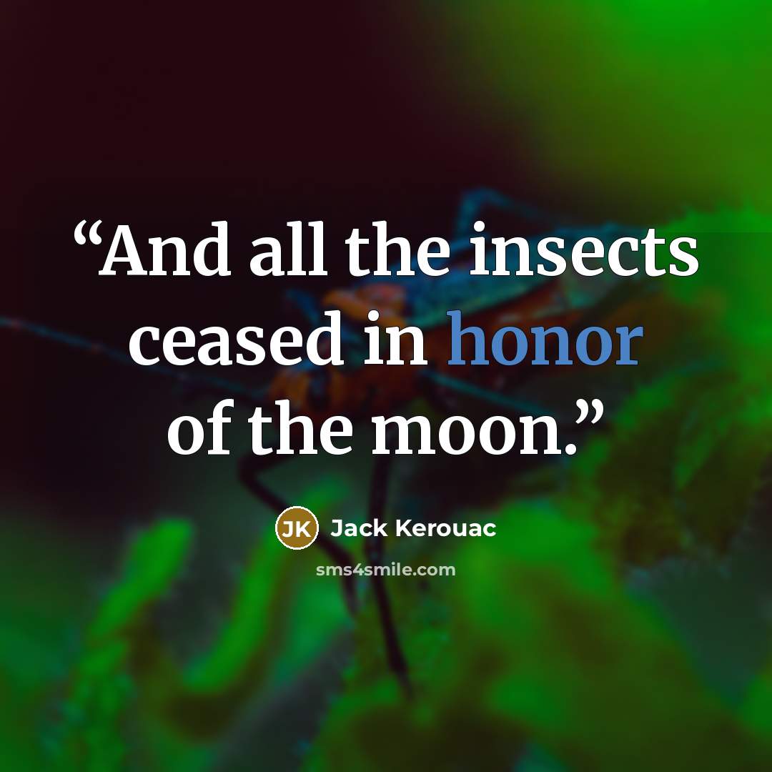 “And all the insects ceased in honor of the moon.” quote by Jack Kerouac