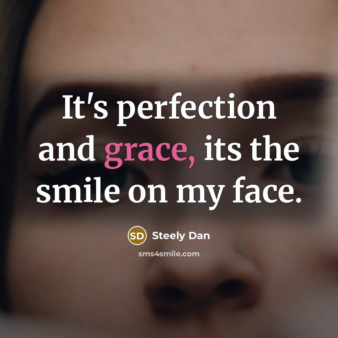 “It's perfection and grace, its the smile on my face.” quote by Steely Dan