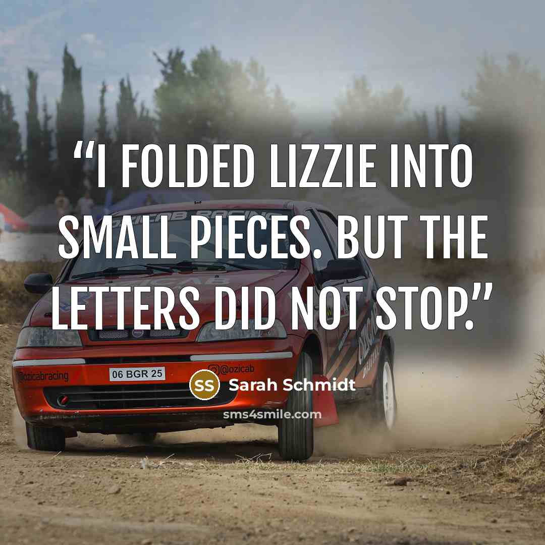“I folded Lizzie into small pieces. But the letters did not stop.” quote by Sarah Schmidt