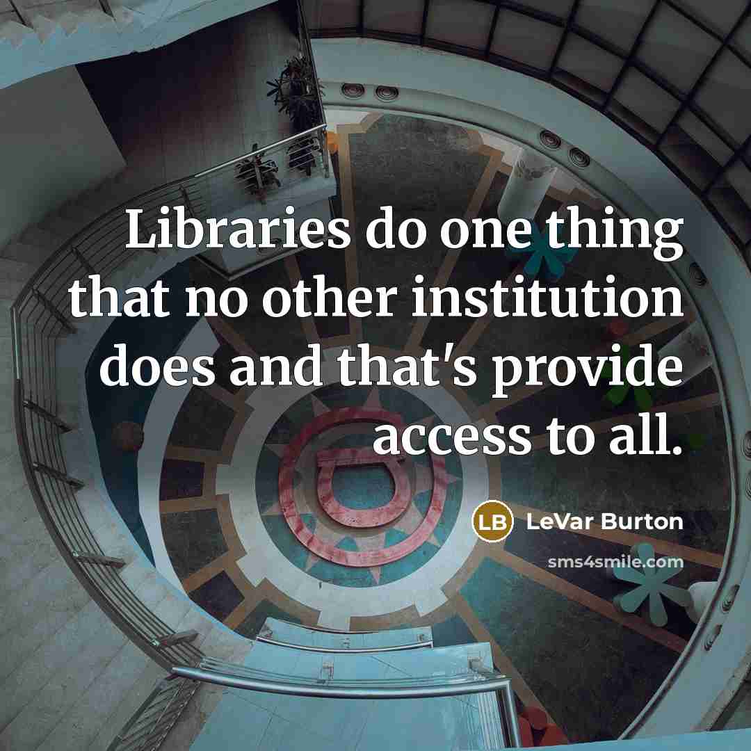 “Libraries do one thing that no other institution does and that's provide access to all.” quote by LeVar Burton