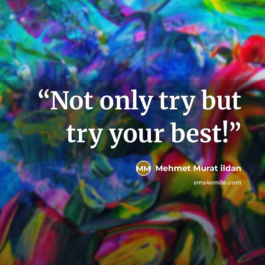 “Not only try but try your best!” quote by Mehmet Murat ildan
