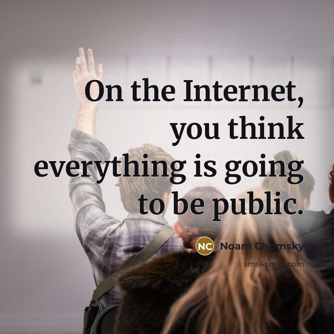 “On the Internet, you think everything is going to be public.” quote by Noam Chomsky
