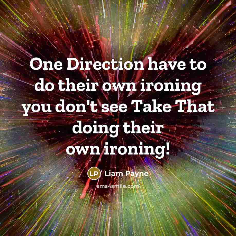“One Direction have to do their own ironing you don't see Take That doing their own ironing!” quote by Liam Payne